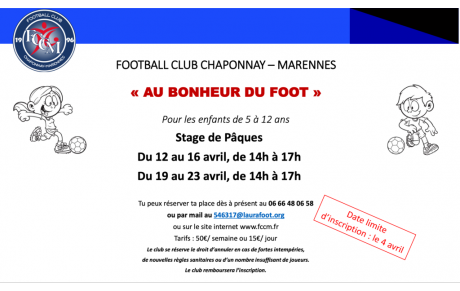 Stage de Pâques        &quot;Au bonheur du Foot&quot;