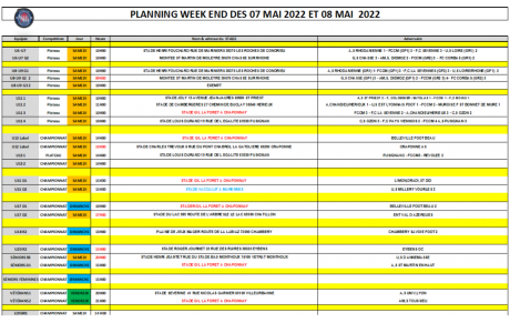 Planning du Week-end (07 et 08 Mai)